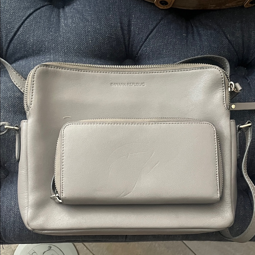Banana Republic Light Gray Crossbody Bag with Wallet
